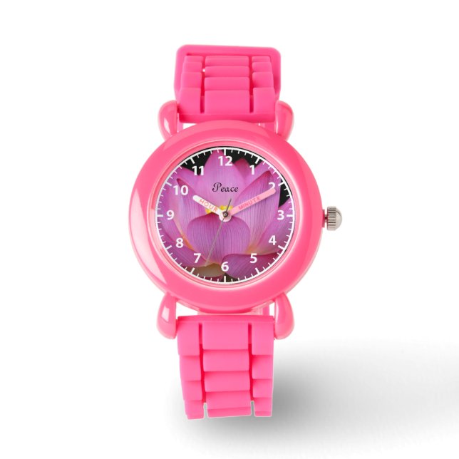 Montre Fleur de lotte rose Design de paix (Recto)