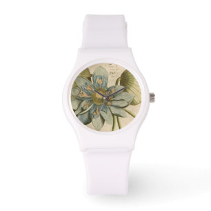 Montre Fleur de Lotus Bleu sur Arrière - plan Tan avec éc