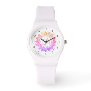 Montre *~* Fleur de Lotus Om Blanche pour femmes Mandala 
