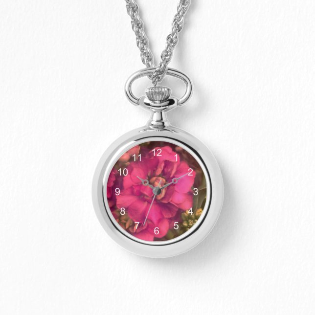 Montre Fleur de passion rose chaud (Recto)