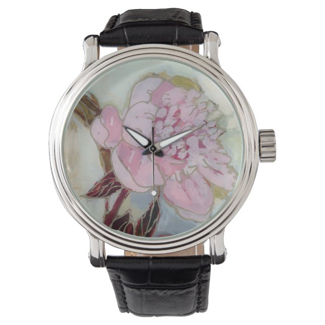 Montre Fleur de pivoine rose (devant)