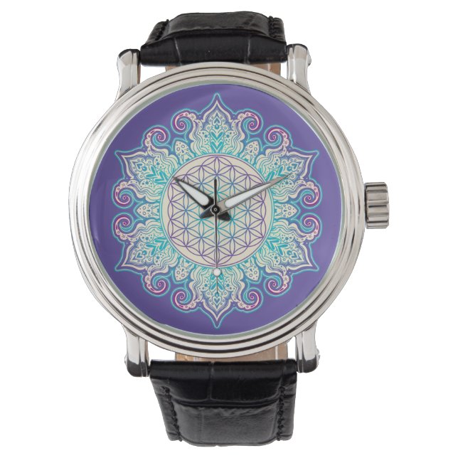 Montre Fleur de Vie - Mandala indien 2 (devant)
