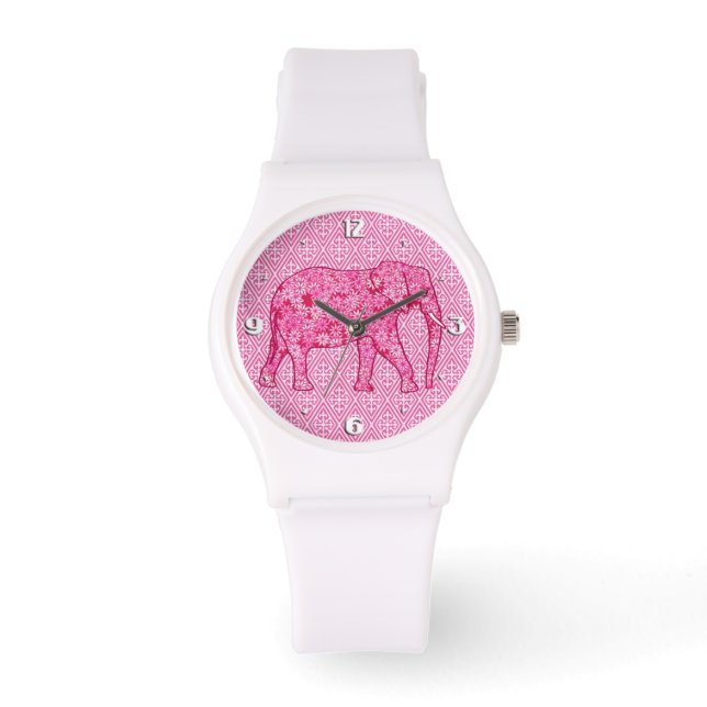 Montre Fleur d'éléphant - rose fuchsia (Recto)