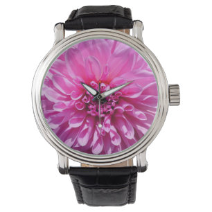 Montre Fleur Dhalia violette rose
