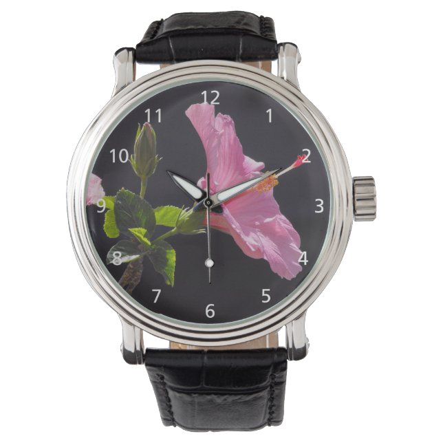 Montre Fleur d'Hibiscus en profil (devant)