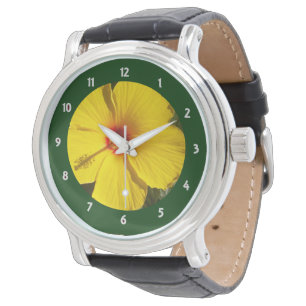 Montre Fleur d'Hibiscus jaune