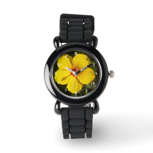 Montre Fleur d'Hibiscus jaune