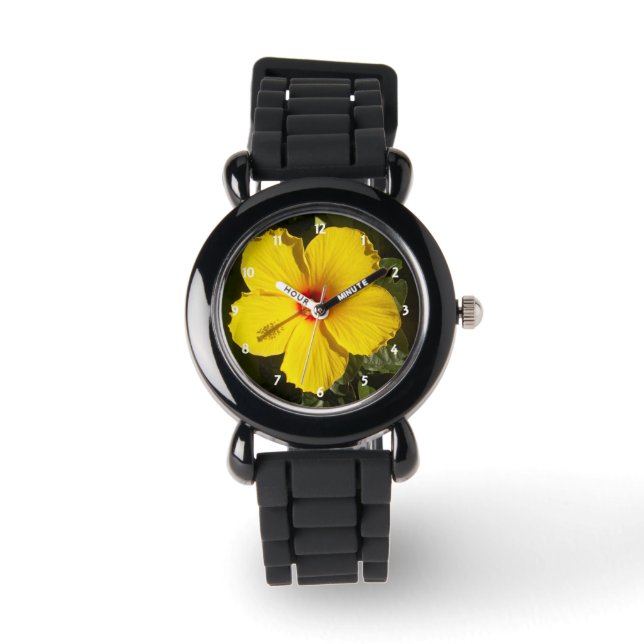 Montre Fleur d'Hibiscus jaune (Recto)