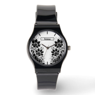Montre Fleur éclatée d'encre