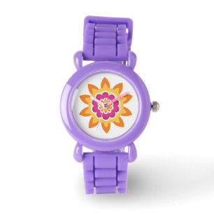 Montre Fleur Fusion_Sunburst_Poppy géométrique Fuchsia Su