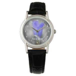 Montre Fleur Gentienne En Noir Et Blanc Personnalisé