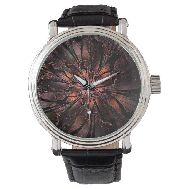 Montre Fleur imaginaire fractale douce et tendresse (devant)
