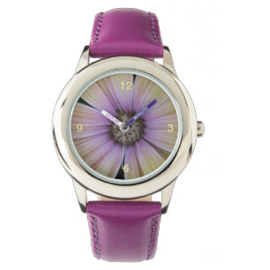 Montre Fleur marguerite jaune et violet