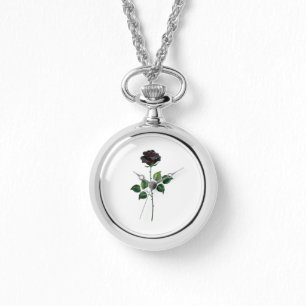 Montre Fleur rose noire