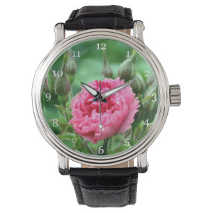 Montre fleur rose rose