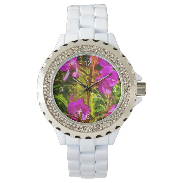 Montre Fleur sauvage de l'Alaska  de l'algue violette Abs (devant)