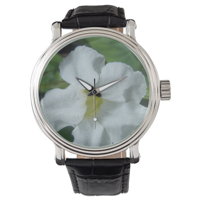 Montre Fleur tropicale blanche trouvée à Fidji (devant)