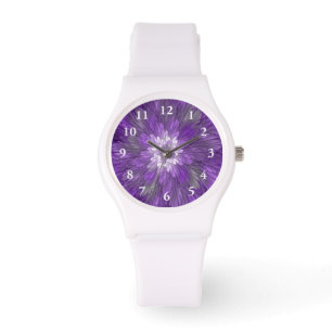 Montre Fleur Violette Psychedelique Art Fractal Abstrait