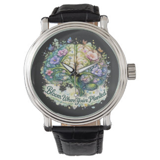 Montre Fleurissez où vous êtes planté Aquarelle de cervea
