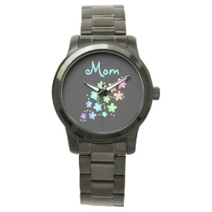 Montre Fleurs arc-en-ciel "Maman"