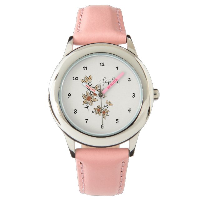 Montre Fleurs beige (devant)