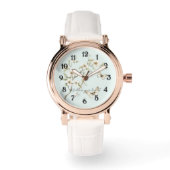 Montre Fleurs blanches de menthe Papillons  (Recto)