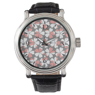 Montre Fleurs blanches rouges mignons motif