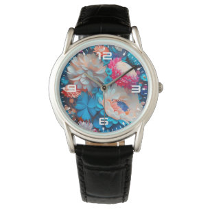 Montre Fleurs bleues Arrière - plan-1