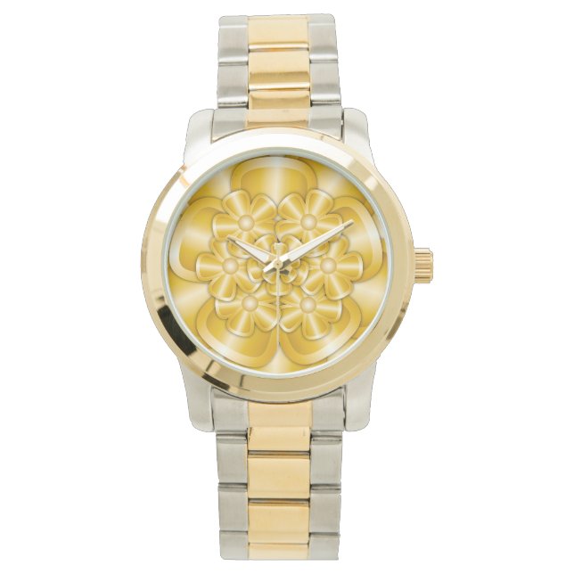 Montre Fleurs Chrome - Gold Watch (devant)