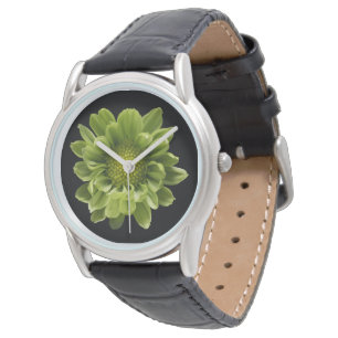 Montre Fleurs Chrysanthème vert