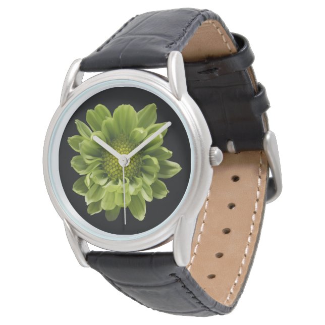 Montre Fleurs | Chrysanthème vert (Incliné)
