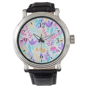 Montre Fleurs d'aquarelle jolies et colorées