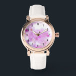 Montre Fleurs de fleurs de cerisier rose<br><div class="desc">Une montre avec une belle photo représentant des fleurs de cerisiers roses. Image rêvée avec lumières bokeh et étincelles.</div>