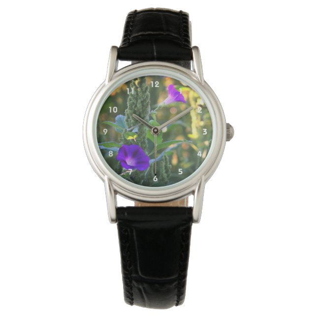 Montre Fleurs de gloire violet sauvage du matin (devant)