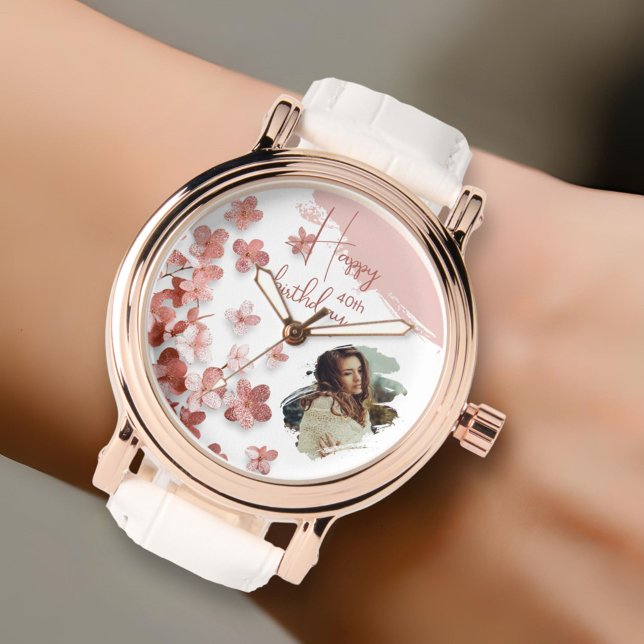 Montre Fleurs de Parties scintillant rose Floral 40e anni (Créateur téléchargé)