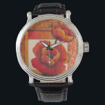 Montre Fleurs de pavot sur Tan et Arrière - plan orange<br><div class="desc">On ressent presque la texture des pétales sur ces fleurs de pavot peintes par Tim O'Toole. Ils se fondent parfaitement dans l'arrière - plan bronzé et orange,  créant une vision merveilleusement poétique. Achetez-le pour votre maison ou offrez-le en cadeau!</div>