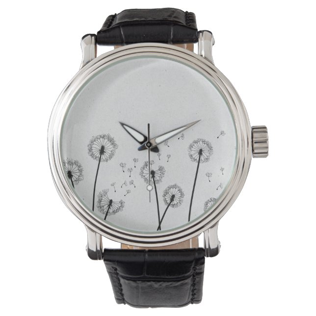 Montre Fleurs de pissenlits Pappus Spores Gris (devant)