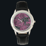 Montre Fleurs de pivoines violettes<br><div class="desc">Fleurs de pivoines dessinées à la main,  motif vectoriel transparent</div>