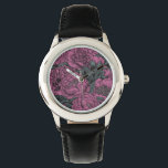Montre Fleurs de pivoines violettes<br><div class="desc">Fleurs de pivoines dessinées à la main, motif vectoriel transparent</div>