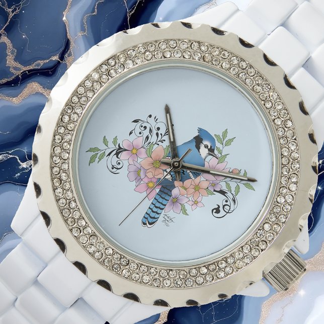 Montre Fleurs de printemps bleu Jay (Créateur téléchargé)