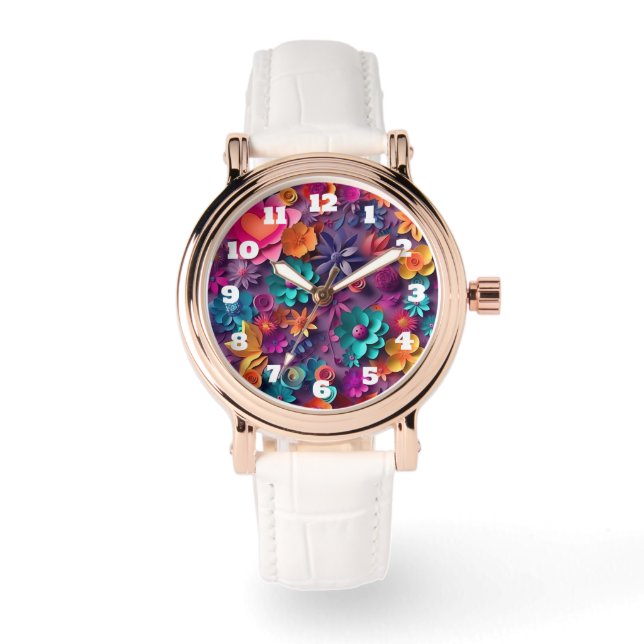 Montre Fleurs de printemps colorées Motif (Recto)