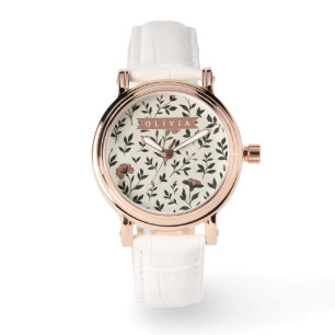 Montre Fleurs de style vintage élégantes et neutres perso