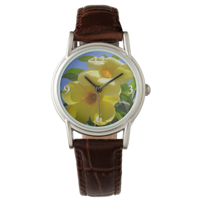 Montre Fleurs de trompette dorées I (devant)