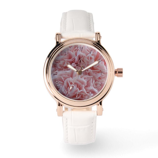 Montre Fleurs de velours rose Mallow (Recto)