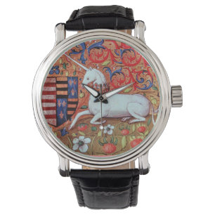 MONTRE FLEURS D'IMAGINAIRES UNICORNES ET MÉDIÉVAUX, MOTIF