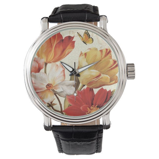 Montre Fleurs et papillons (devant)