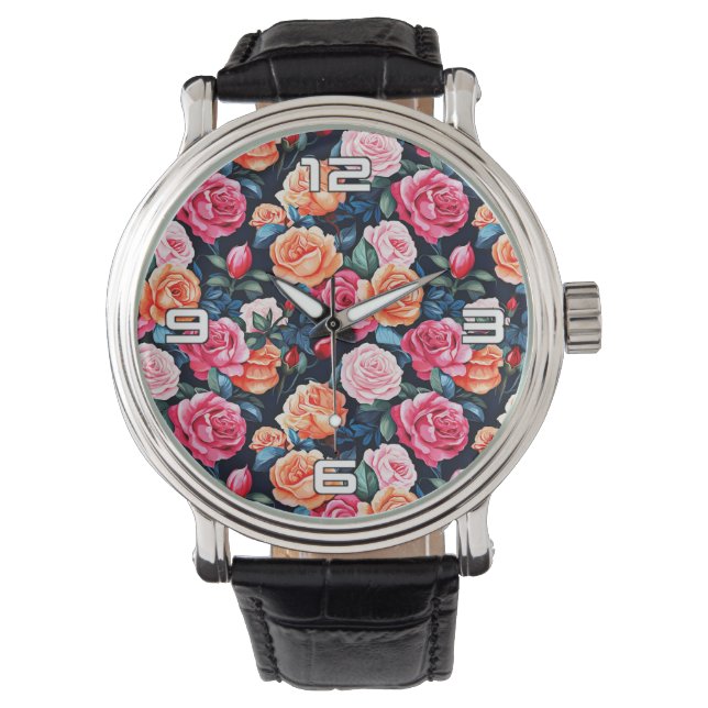 Montre Fleurs florales roses Motif-80037 (devant)