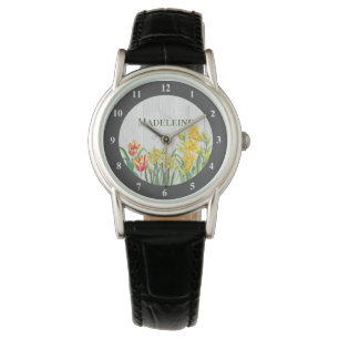 Montre Fleurs Florales Rustiques Aquarelle de Printemps