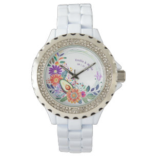 Montre Fleurs Folkart FIESTA Avocado personnalisé