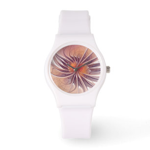 Montre Fleurs imaginaires fractales douces et tendres
